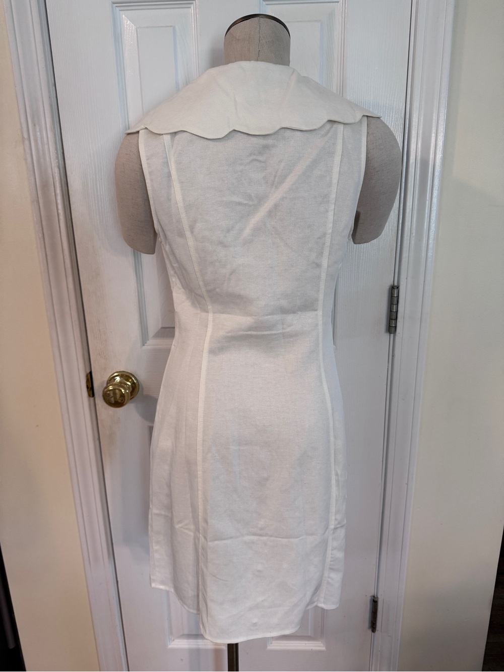 Rachel Parcell Scallop Collar Dress White Linen Blend Button Front Dress NWT S - Picture 5 of 16